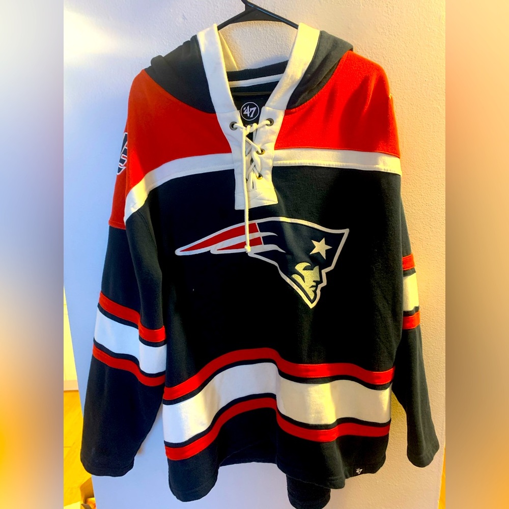 New England Patriots Men’s 47 Brand Navy Pullover Jersey Hoodie